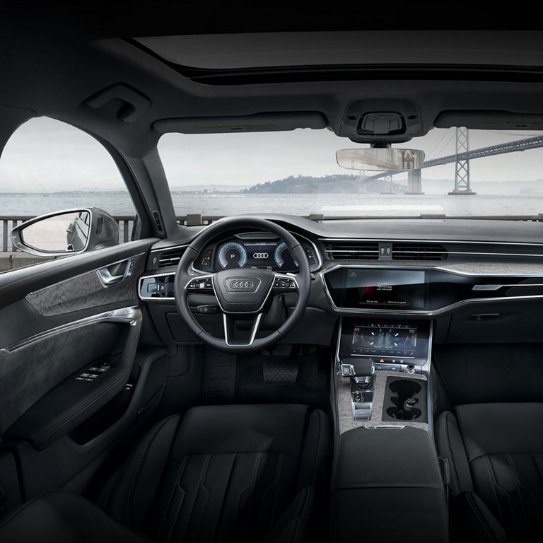 Interior view of the Audi A6 Sedan.