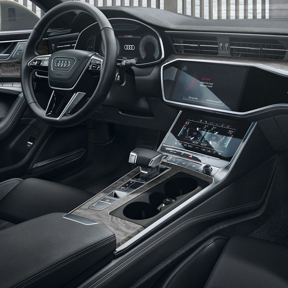 Close up of the gearbox in the Audi A6 Sedan.