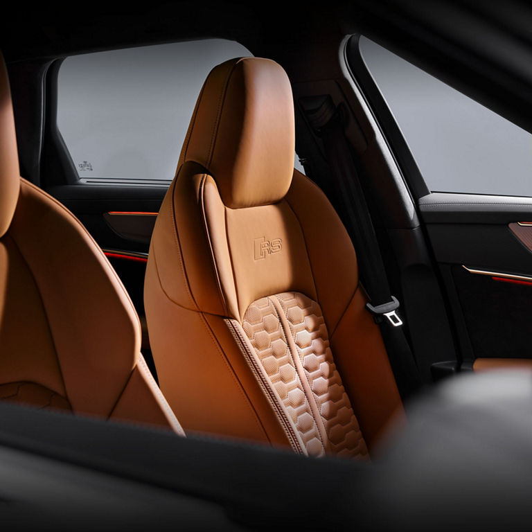 Close-up of RS Sport seats in the Audi RS 6 Avant.