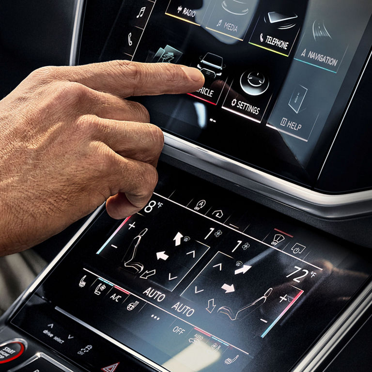 Close-up of the MMI® touch response system in the Audi A7.