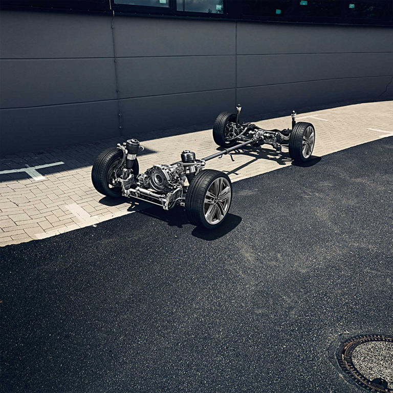 Illustration of the adaptive air suspension on the Audi S6 Sedan.