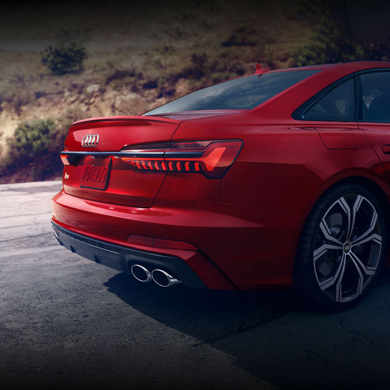 Close-up of the sport exhaust on the Audi S6 Sedan.