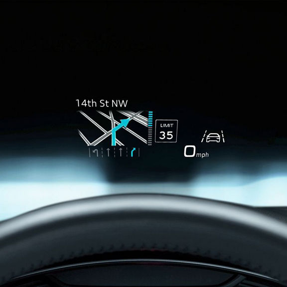 Illustration of the head-up display in the Audi A8.
