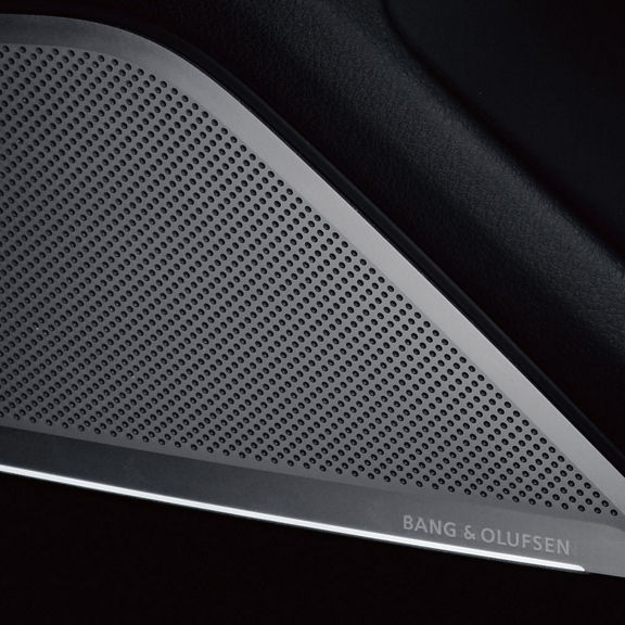 Close-up of the Audi Bang & Olufsen sound system in the Audi RS 7.