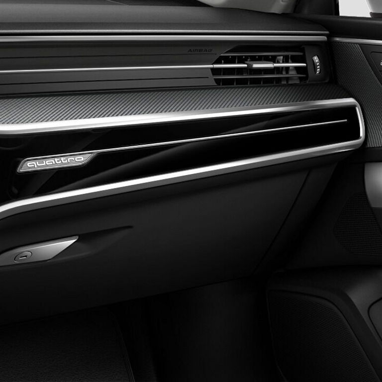 Close-up of the Audi S7 cabin with Carbon Twill structure inlays.