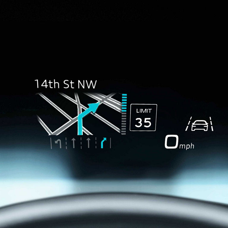 Illustration of the head-up display in the Audi S8.