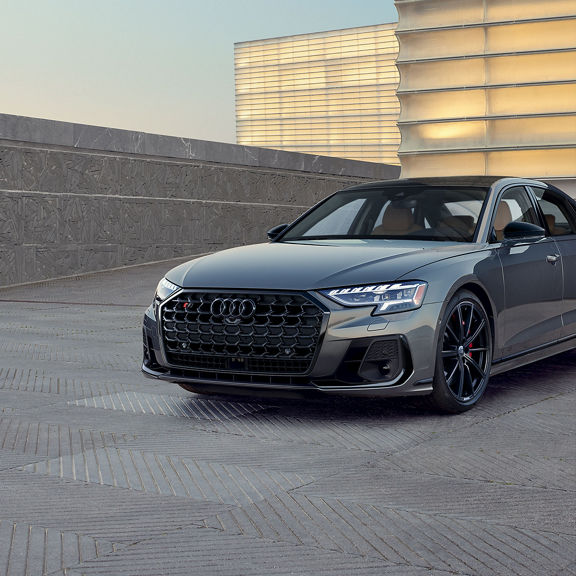 Close up of the front bumper of the Audi S8.