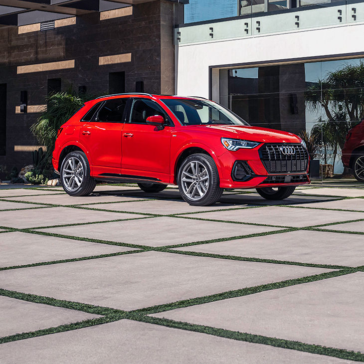 Three-quarter side view of the Audi Q3.