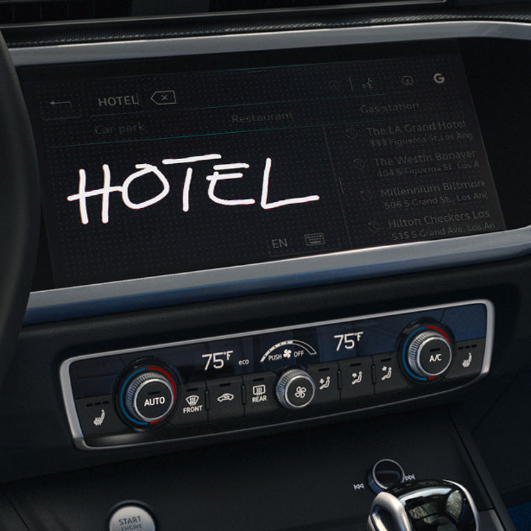 Close-up of the MMI® touch display system in the Audi Q3.