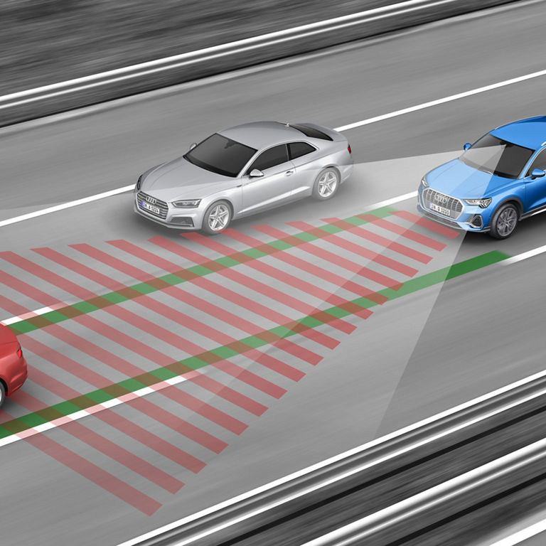 Demonstration of the adaptive cruise assist with lane guidance system on the Audi Q3.