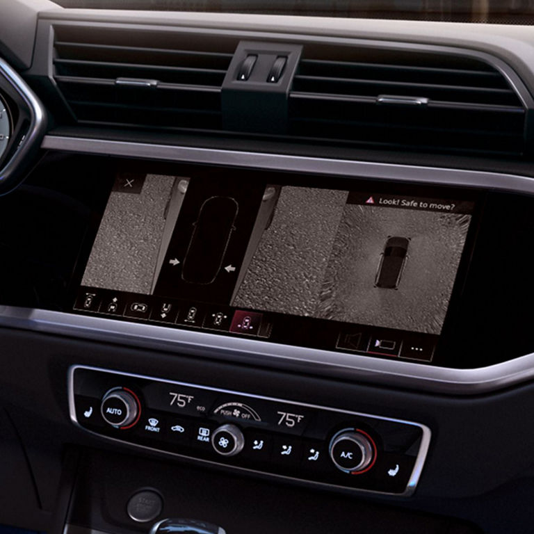 Close-up of the top view camera in the Audi Q3.