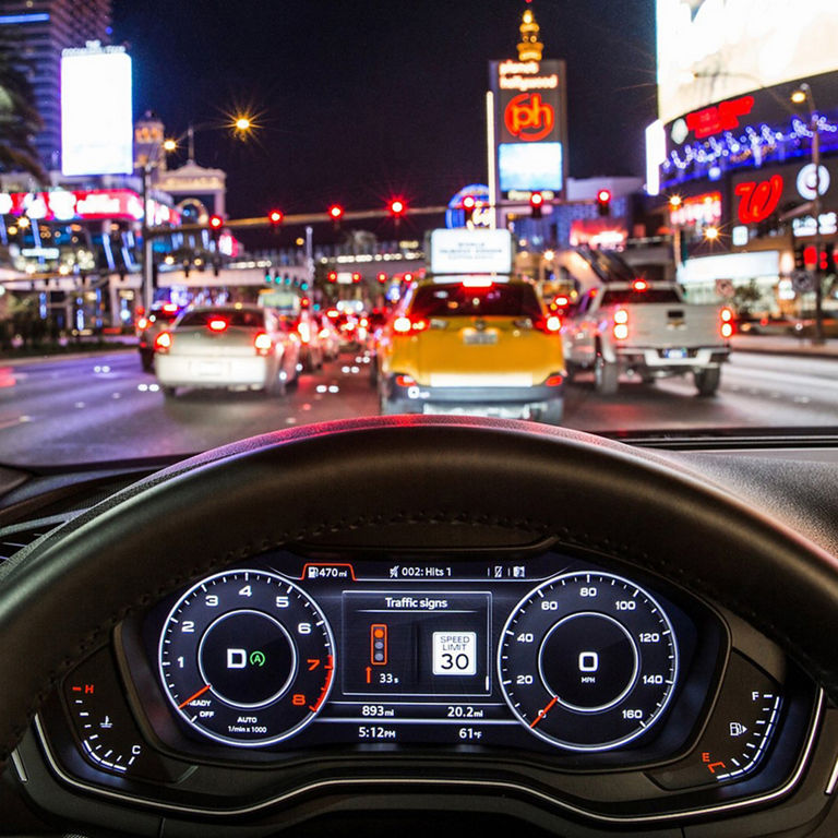 Depiction of the high beam assist feature on the Audi Q4 e-tron.