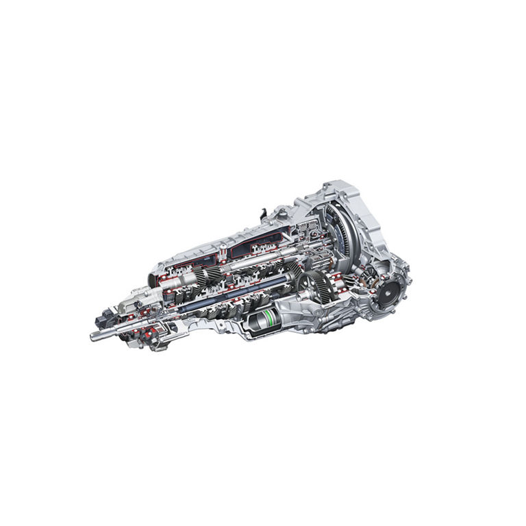 Illustration of the 7-speed S Tronic transmission in the Audi Q5 Sportback. 