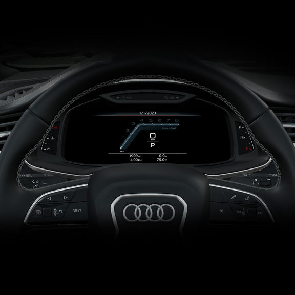 Close-up of the virtual cockpit in the Audi Q7.