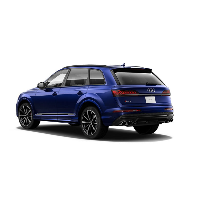 Three-quarter rear view of the Audi SQ7.