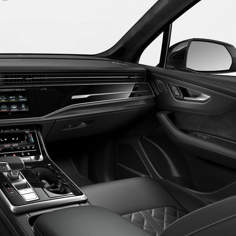 Close-up of the passenger-side footwell in the Audi SQ7.