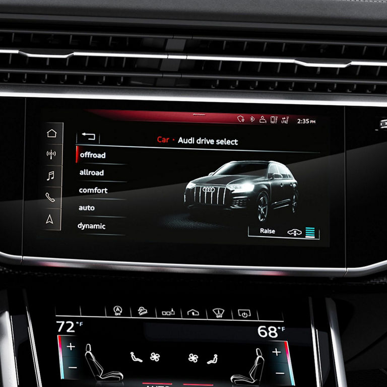 L’interface Audi drive select sur l’écran tactile MMI dans l’Audi Q8. 
