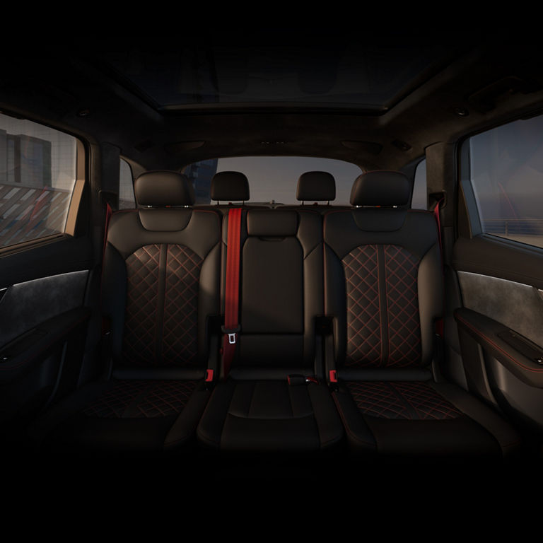 Close-up of the rear seats in the Audi SQ7. 