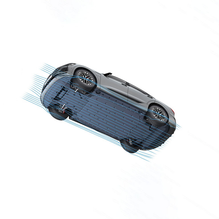 Demonstration of the Audi aerodynamics design feature on the Audi Q8 e-tron® Sportback.