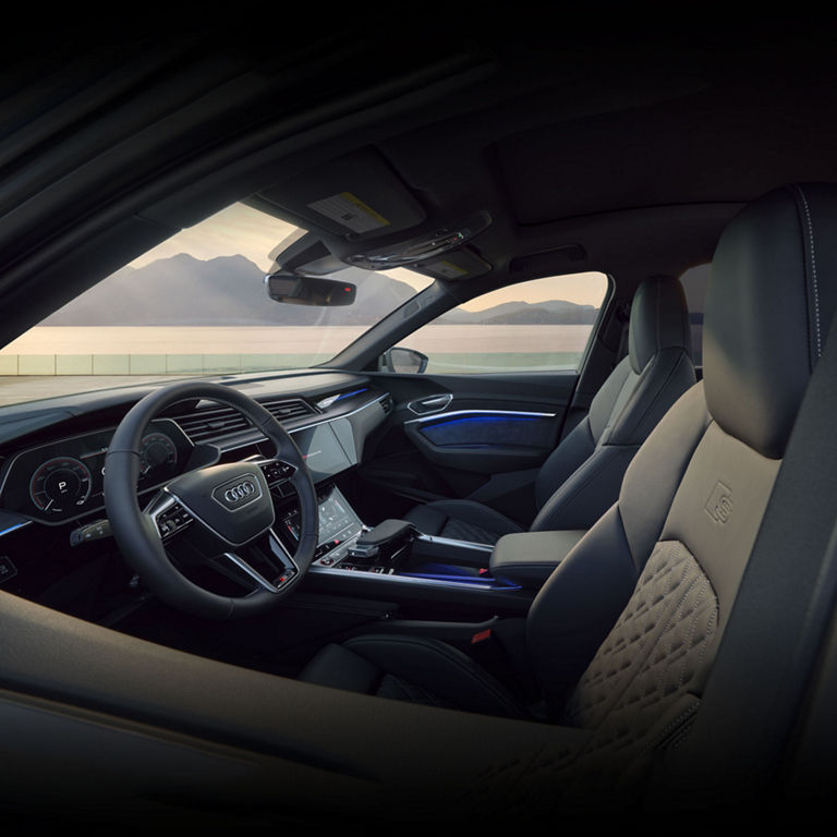 View of the interior cabin of the Audi SQ8 Sportback e-tron.