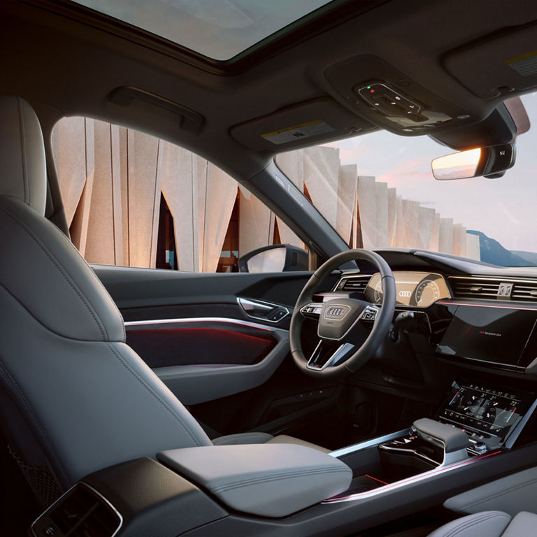 View of the interior cabin in the Audi SQ8 e-tron.