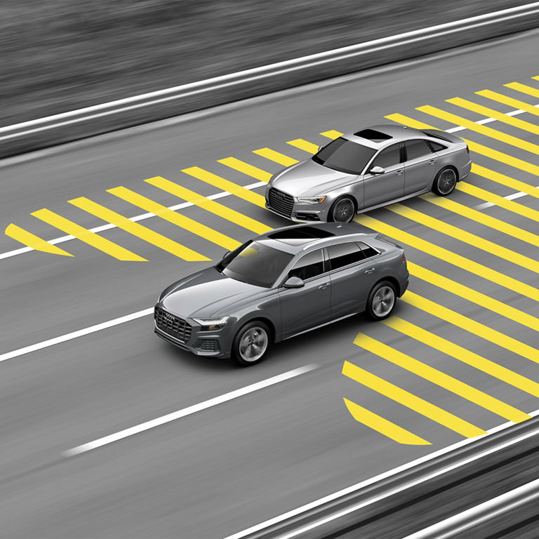 Demonstration of the Audi side assist feature on the Audi SQ7.