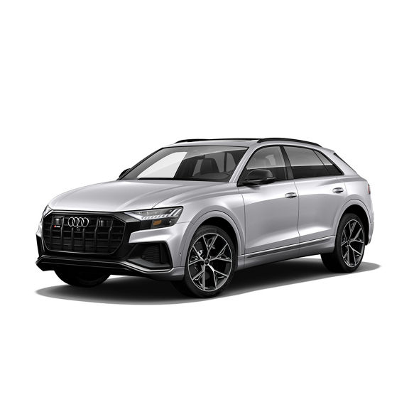 Three-quarter side view of the Audi SQ8.