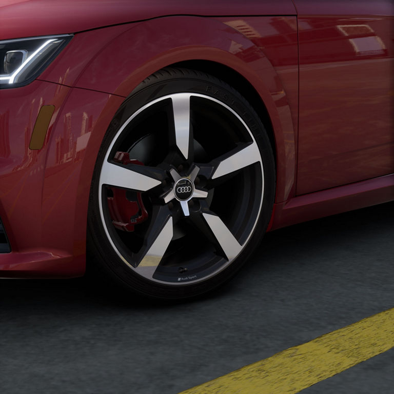 Close-up of the wheel on the Audi TT Coupe.