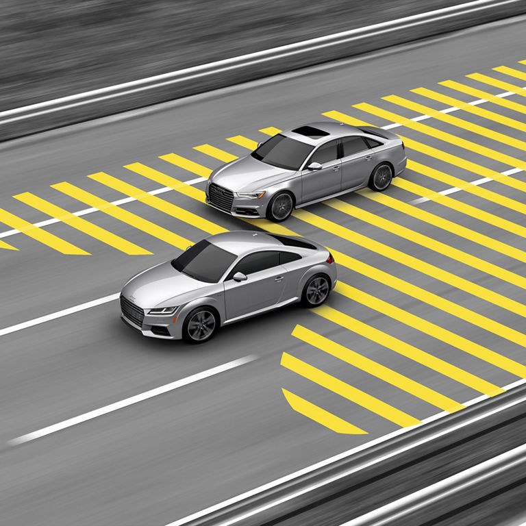 Demonstration of the Audi side assist feature on the Audi TT Coupe.