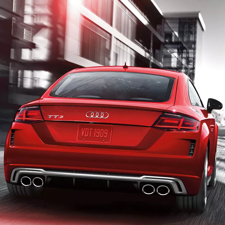 Rear-view of the Audi TTS Coupe.