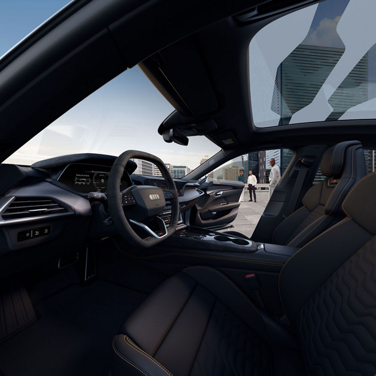 Gros plan sur le cockpit avant de l’Audi S e-tron GT.