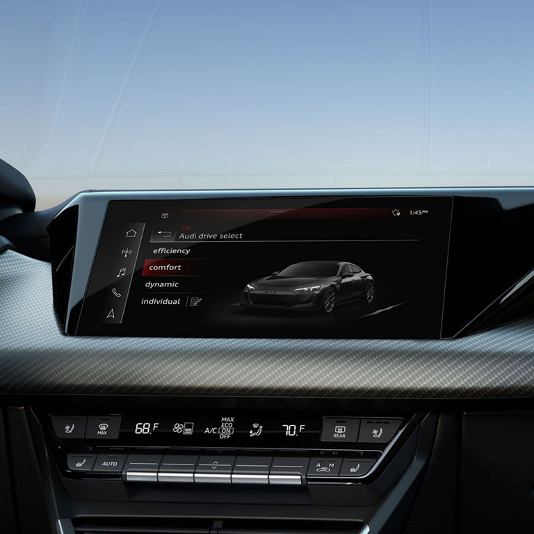 Close up on Audi MMI showing the Drive Select screen.