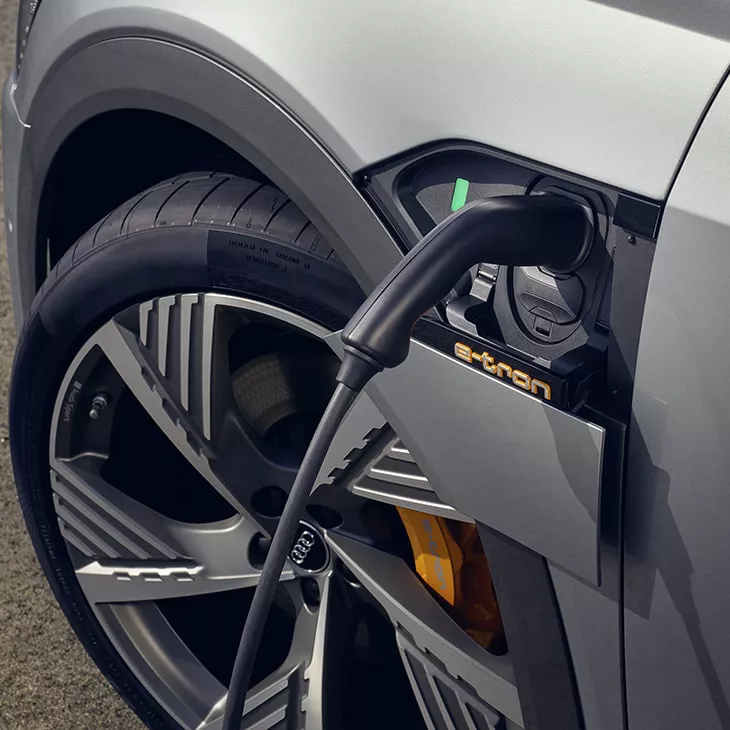 Close up of the Audi e-tron® Sportback charging port.