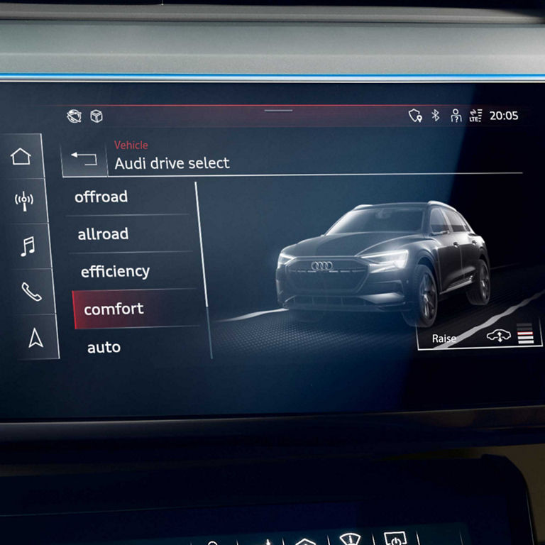 Close-up of the Audi drive select feature on the Audi e-tron® Sportback.
