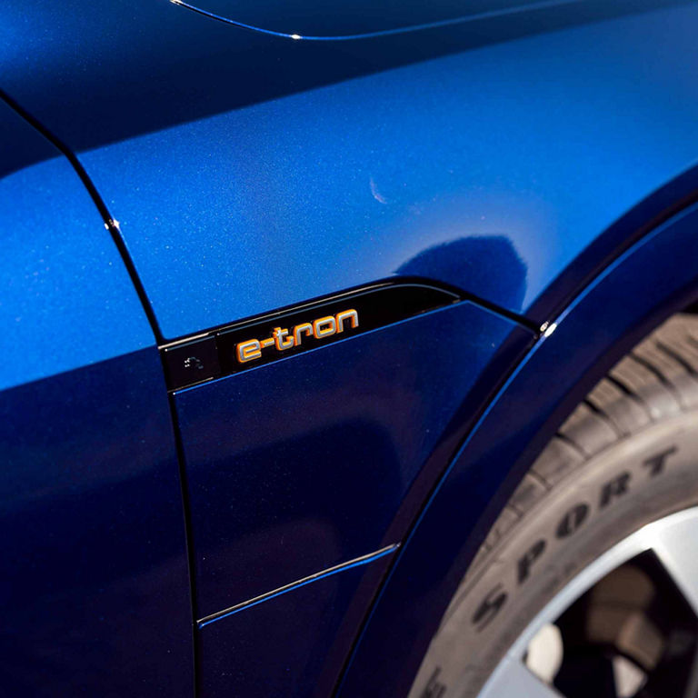 View of the charging port of the Audi e-tron Sportback.