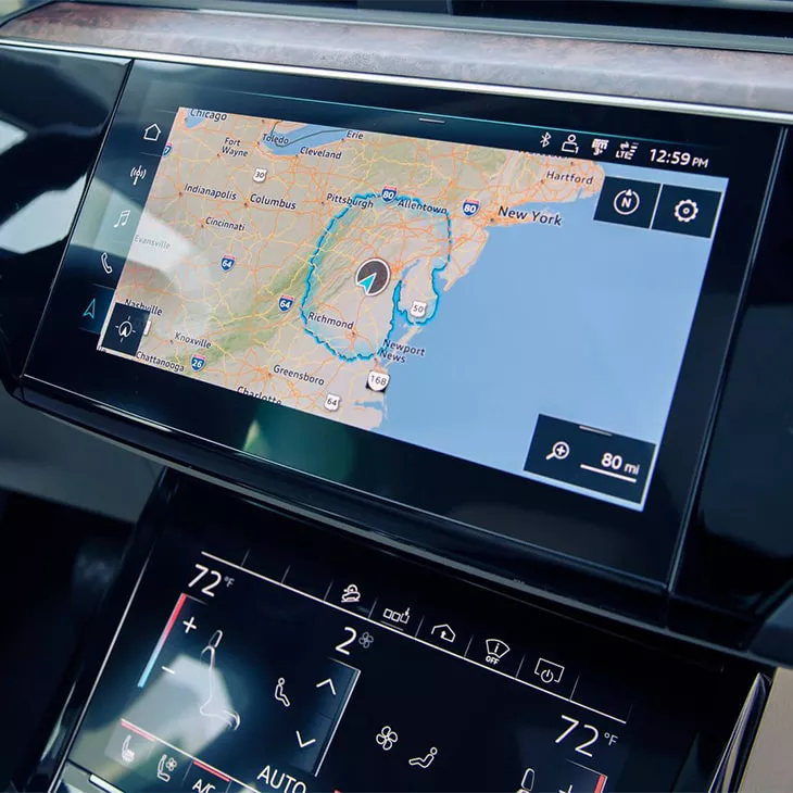 10.1" screen of the Audi MMI® touch response system with navigation capabilities.