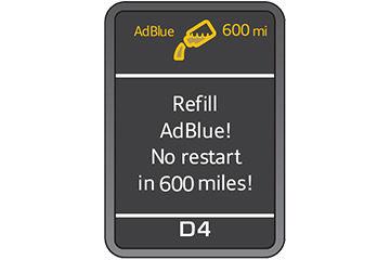 Demonstration of the Ad Blue dry tank warning.