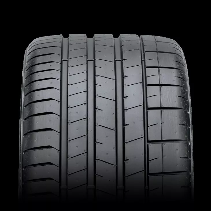 Close up of the Audi Ultra-High-Performance tires tread.