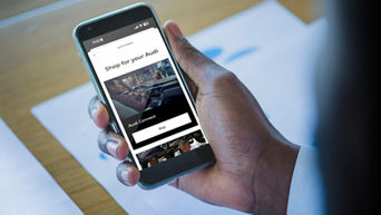 Close-up of the Audi Marketplace interface on the myAudi app. 