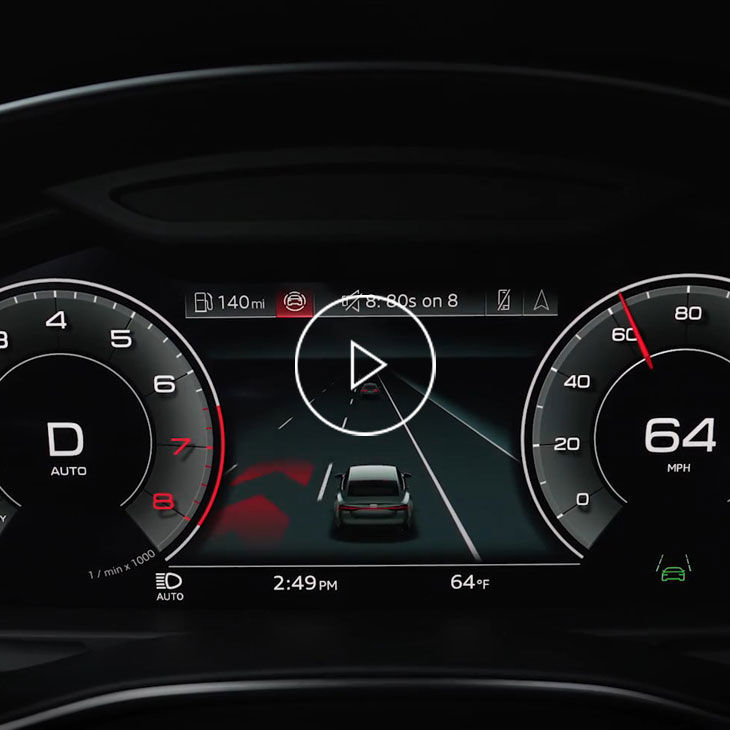 Close up on the area view feature in an Audi vehicle. 