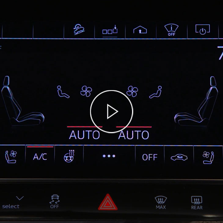 Close up on the climate control options on the Audi MMI. 