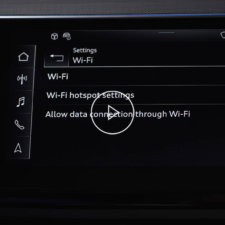 Close up on the wi-fi option on the MMI screen. 