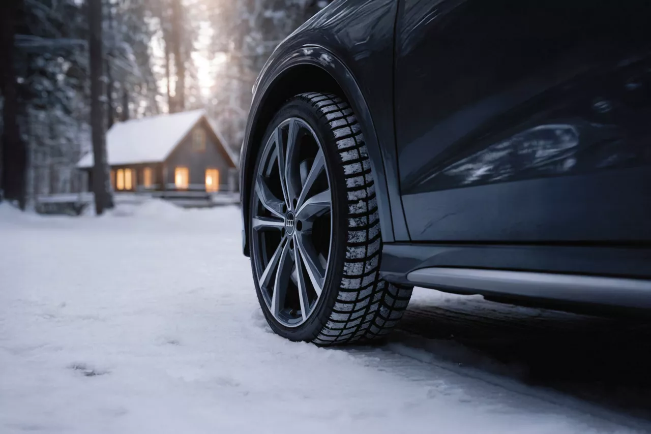 Audi vehicle, emphasizing traction and performance in snow