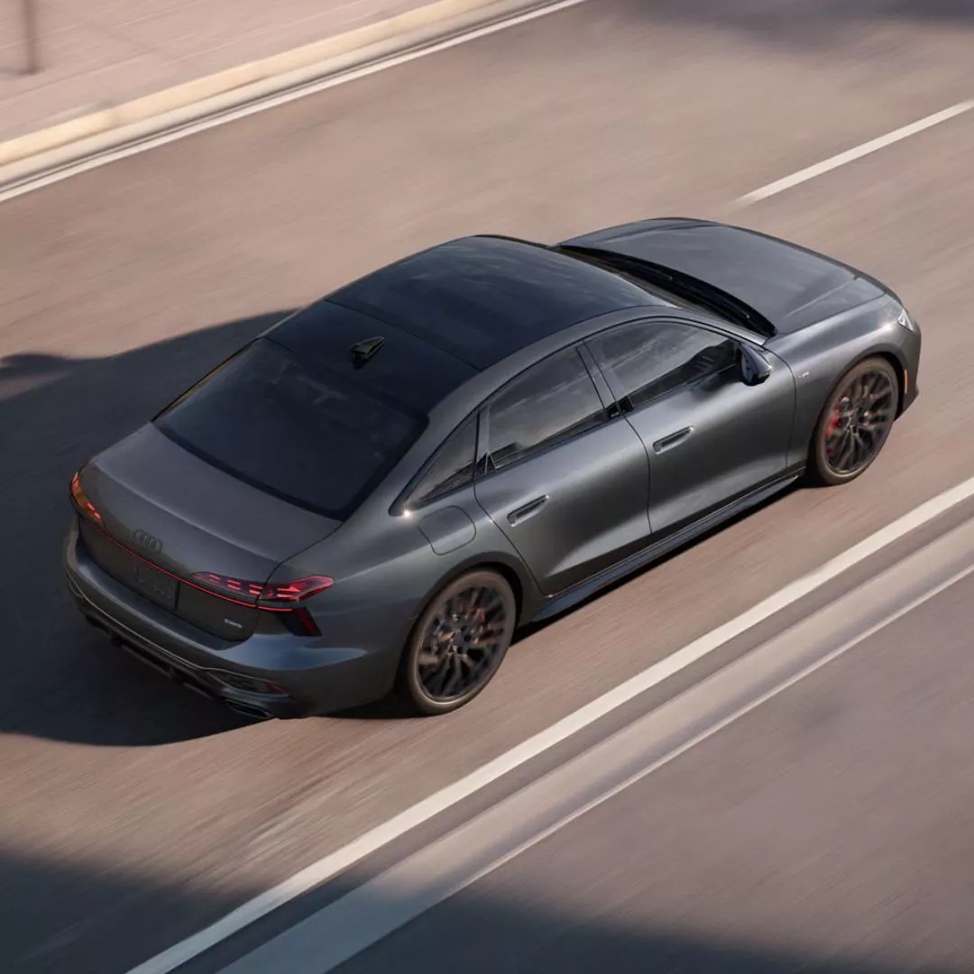 top view image of an all-new 2026 Audi A6 driving