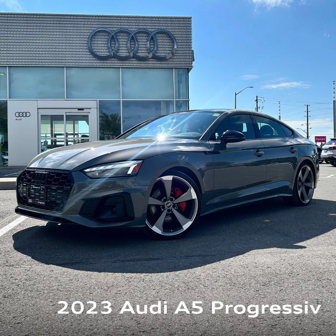 image of a beautiful 2023 Audi A5 Progressiv in front of Audi Kingston