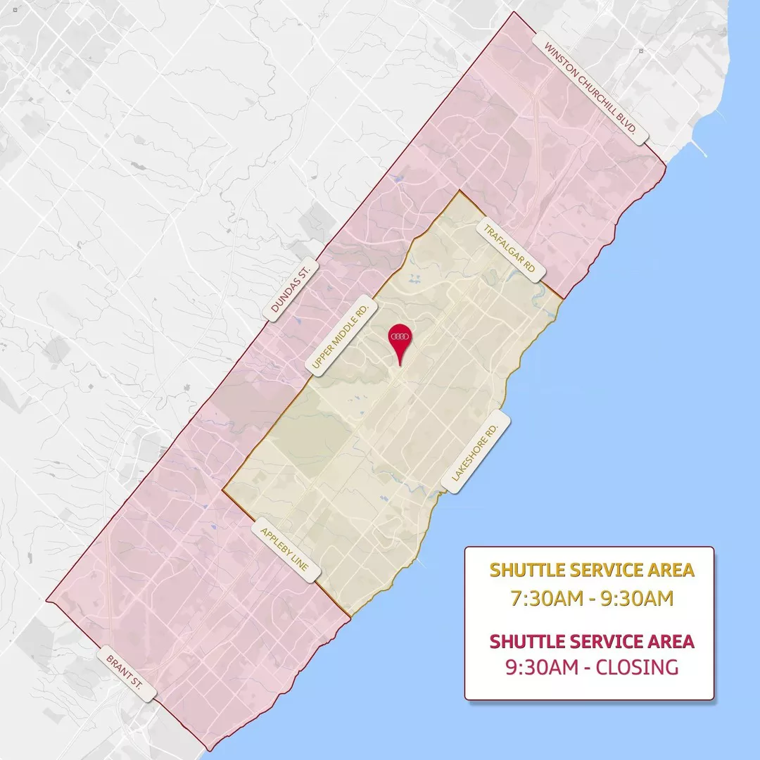 Audi Oakville Shuttle Service Map