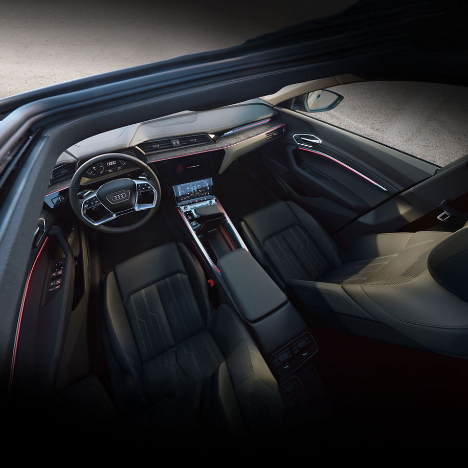 Interior view of an Audi.
