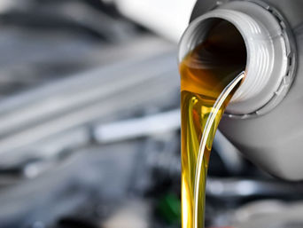 Vehicle oil being changed. 