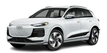 Side profile view of an Audi Q6 e-tron. 
