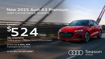 Side view of an Audi A3 driving